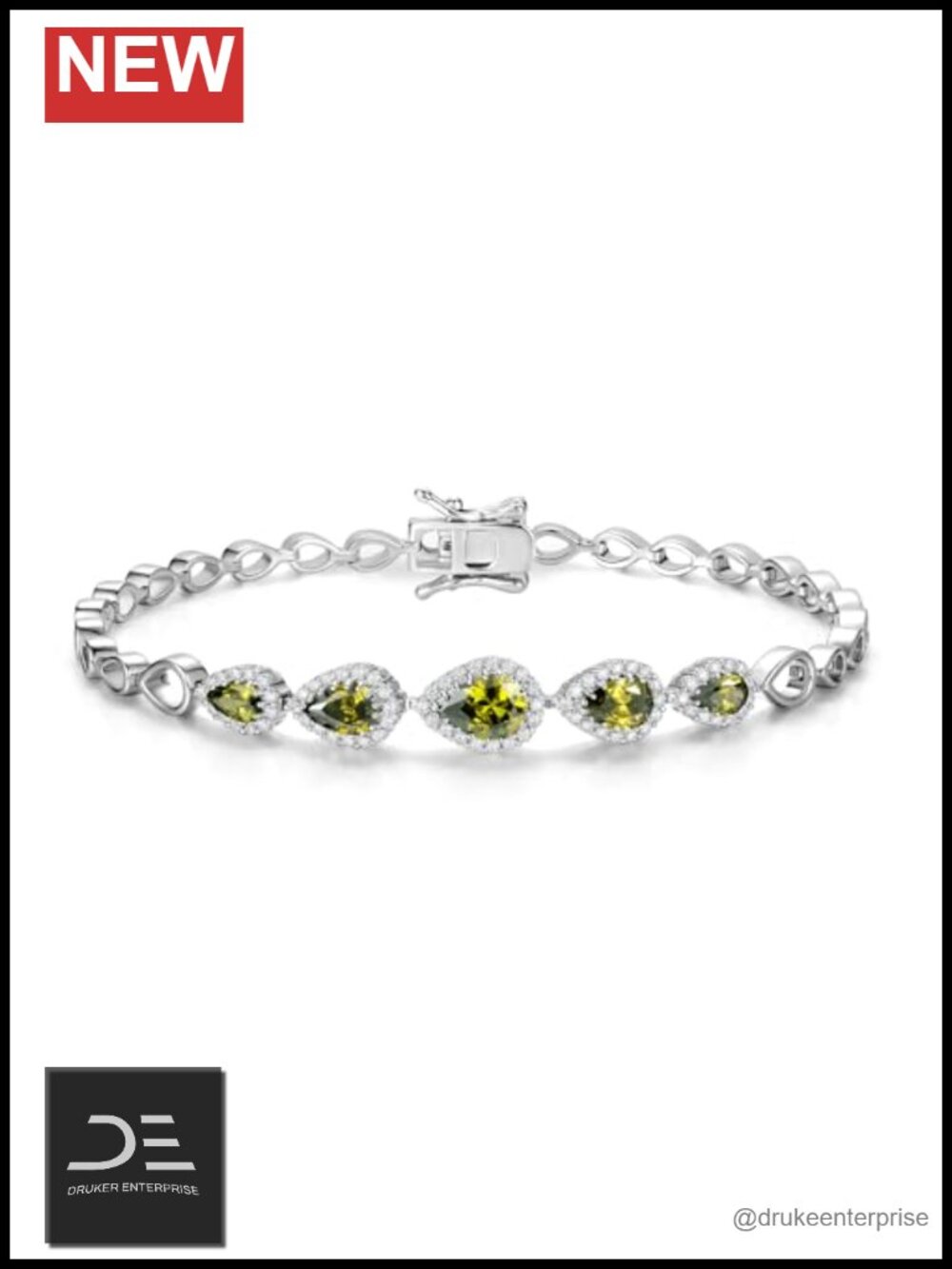 Sterling Silver Birthstone Teardrop Tennis Bracelet Women Fine Jewelry 7.2 Inch